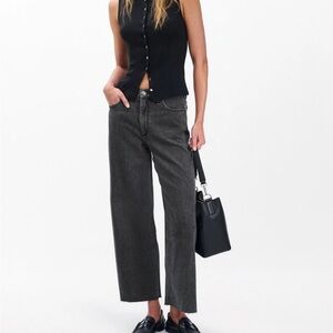 rag & bone Charcoal Wide-Leg Jeans